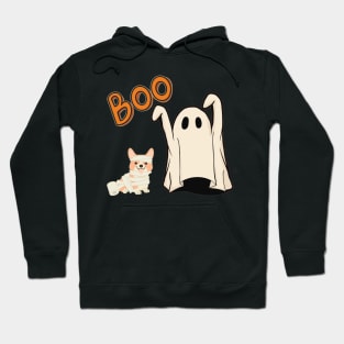 Boo! Retro Ghost and TP Corgi Hoodie